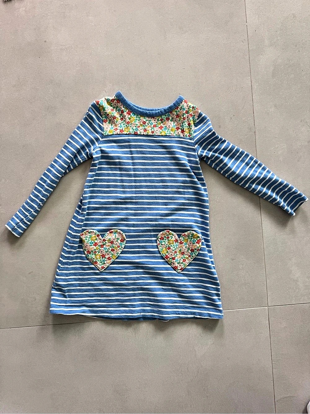 BODEN Girls' Striped Dress Blue & White Size 5-6 Like New